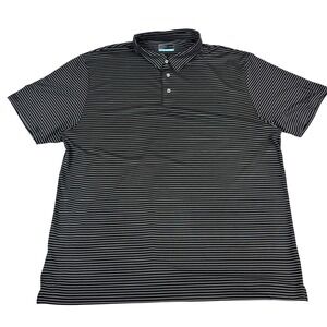 PGA Tour Mens XXL Black White Striped Short Sleeve Golf Polo Shirt Embroidery